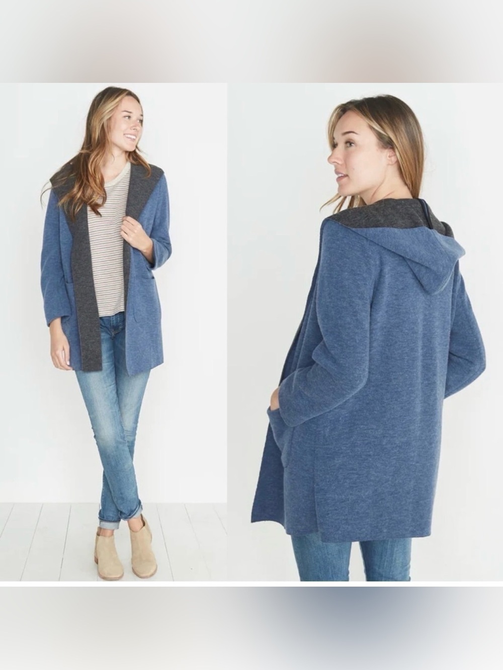 Marine Layer Wren Hooded coat size small blue gray